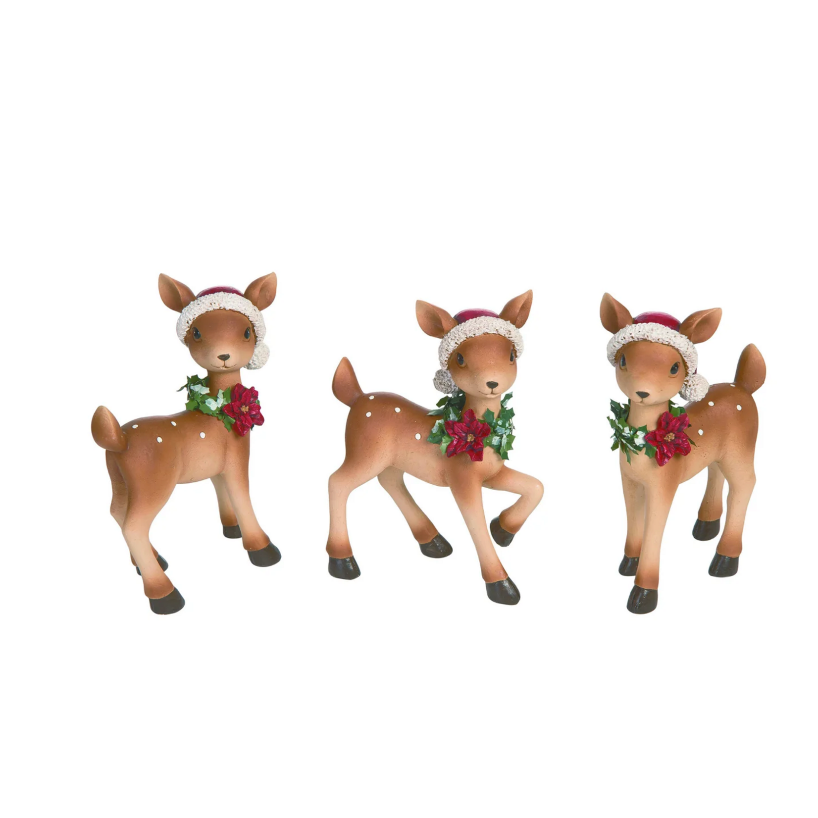 Resin Deer with Santa Hat Figure