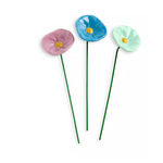 Demdaco Blue Ceramic Flowers-Set of 3