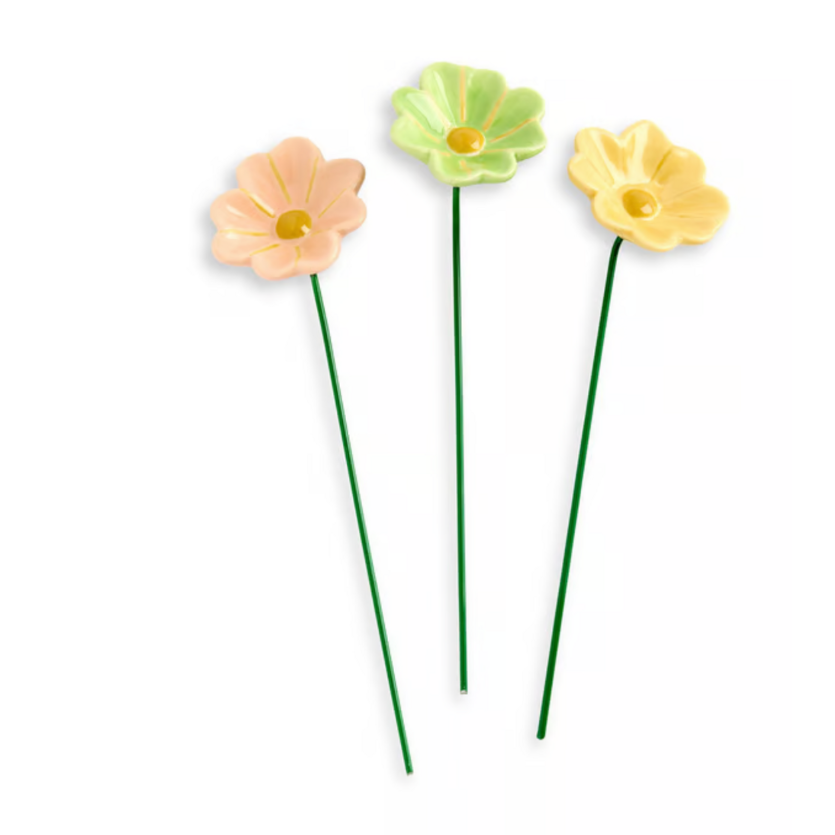 Demdaco Pastel Pink Ceramic Flowers-Set of 3