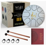 Wise Harmony Rain/Meditation Drum-6-Inch 8-Notes Steel Tongue - White