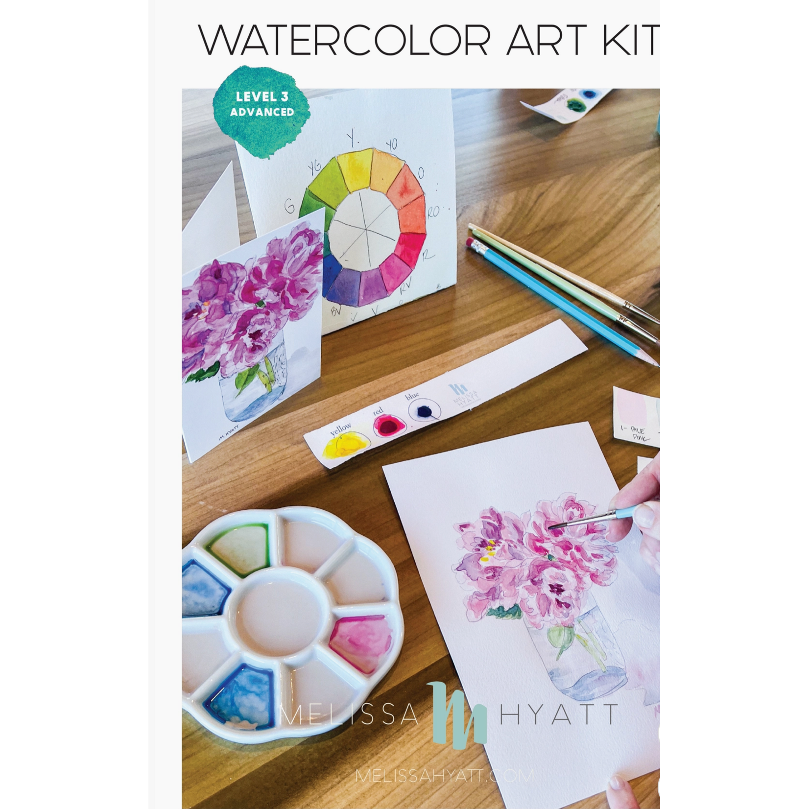 Melissa Hyatt Watercolor Art Kit- Peonies Floral Watercolor DIY Kit