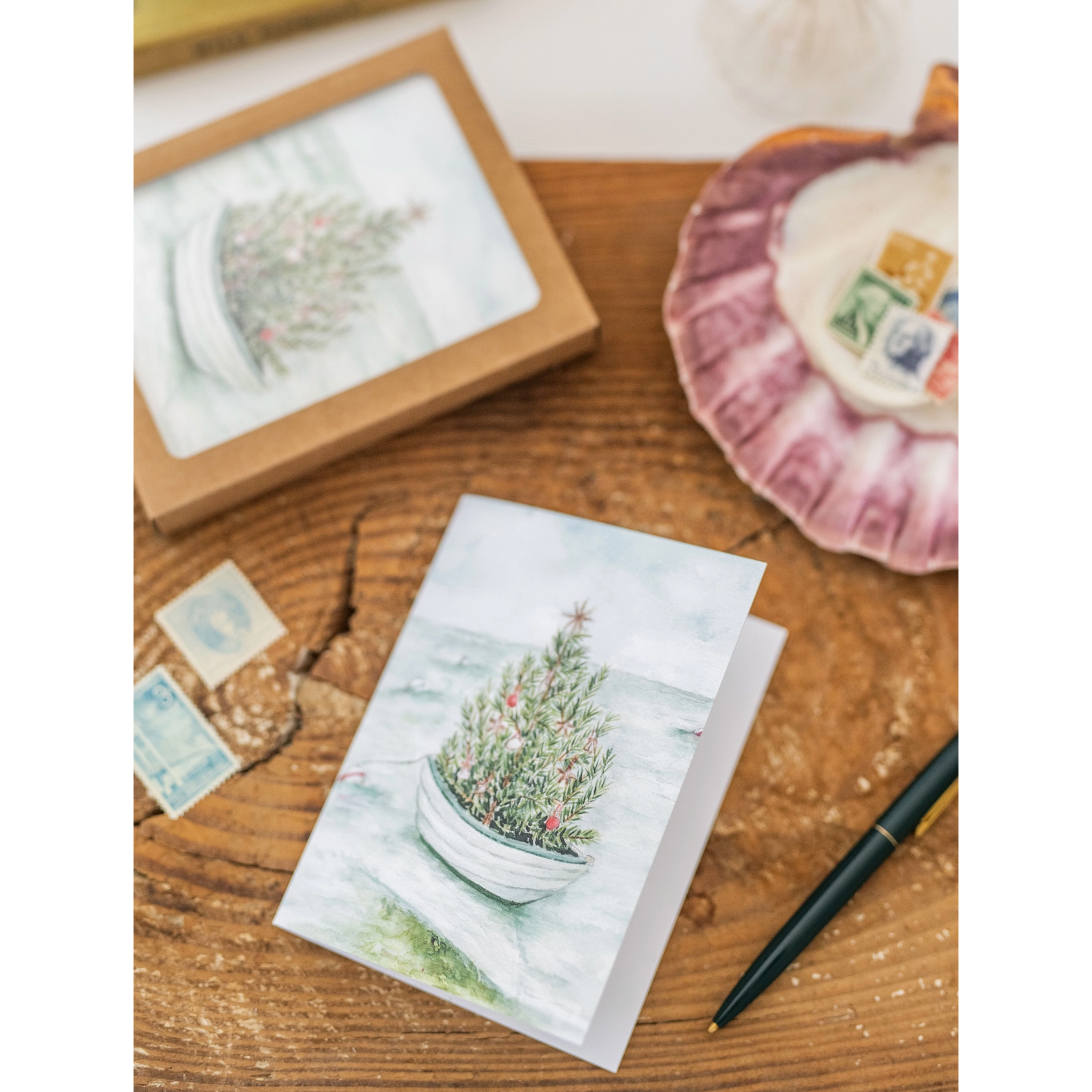Melissa Hyatt Boater's Tree — Boxed Set of 6 Coastal Holiday