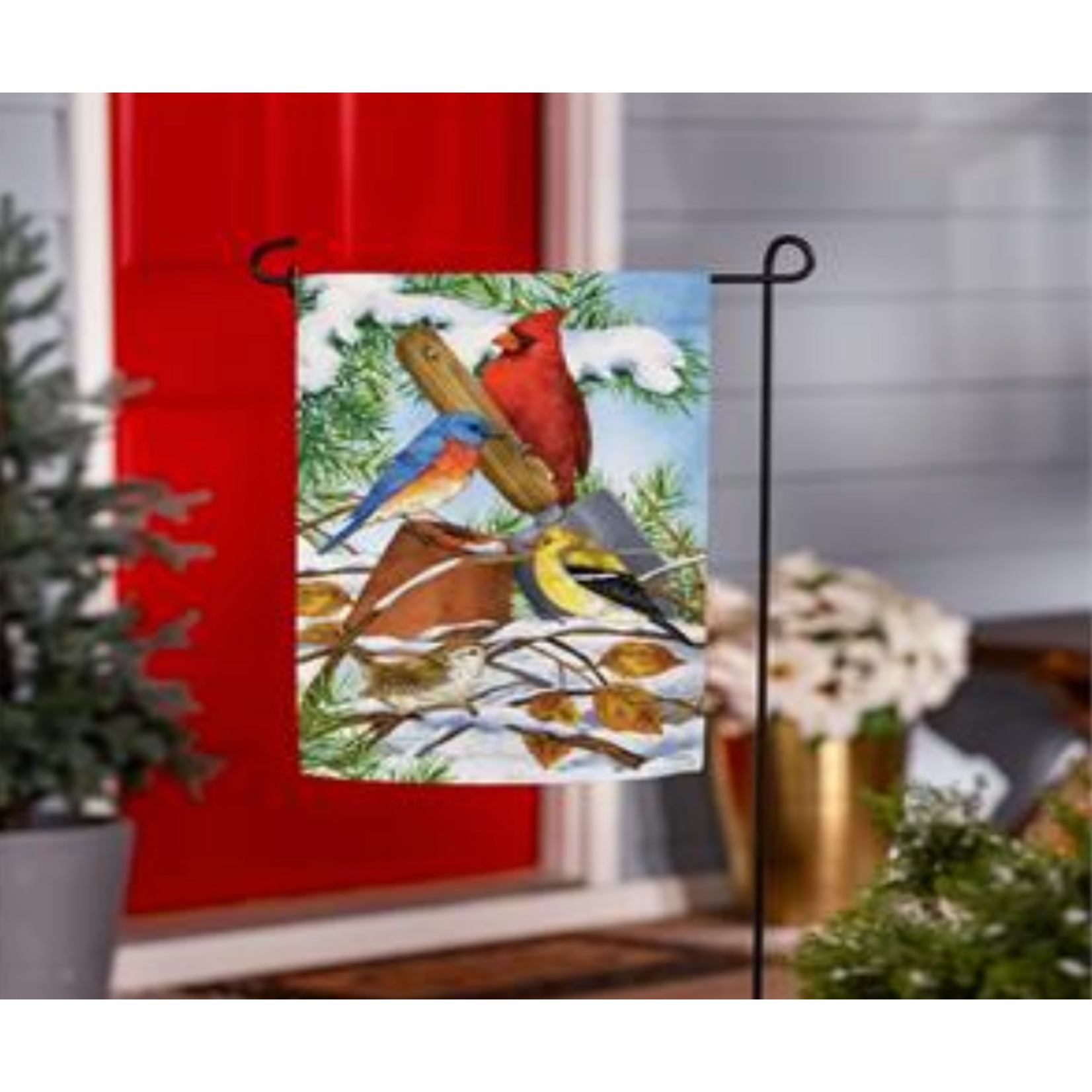 Winter Birds Suede Flag Garden
