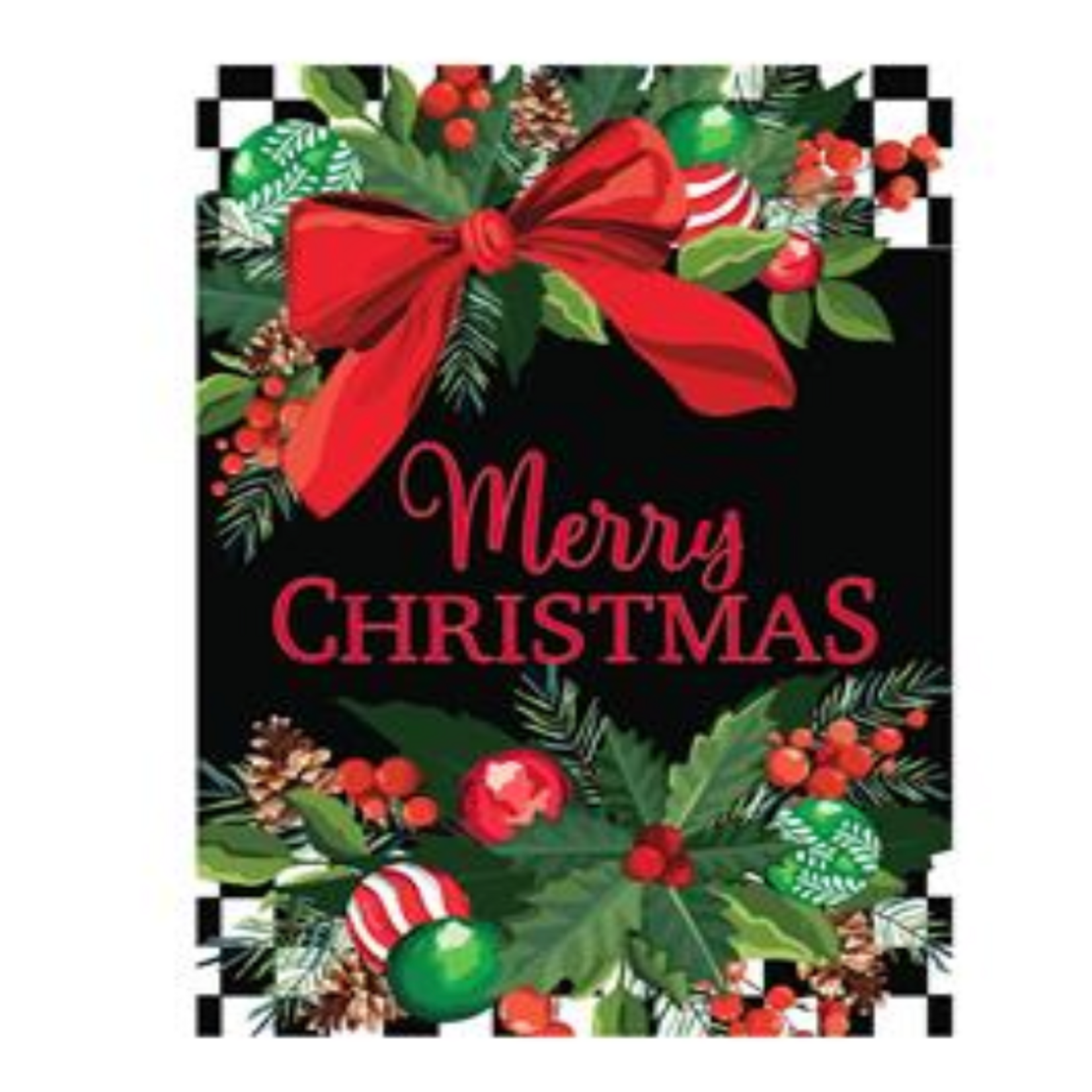 Floral Merry Christmas Applique Garden Flag