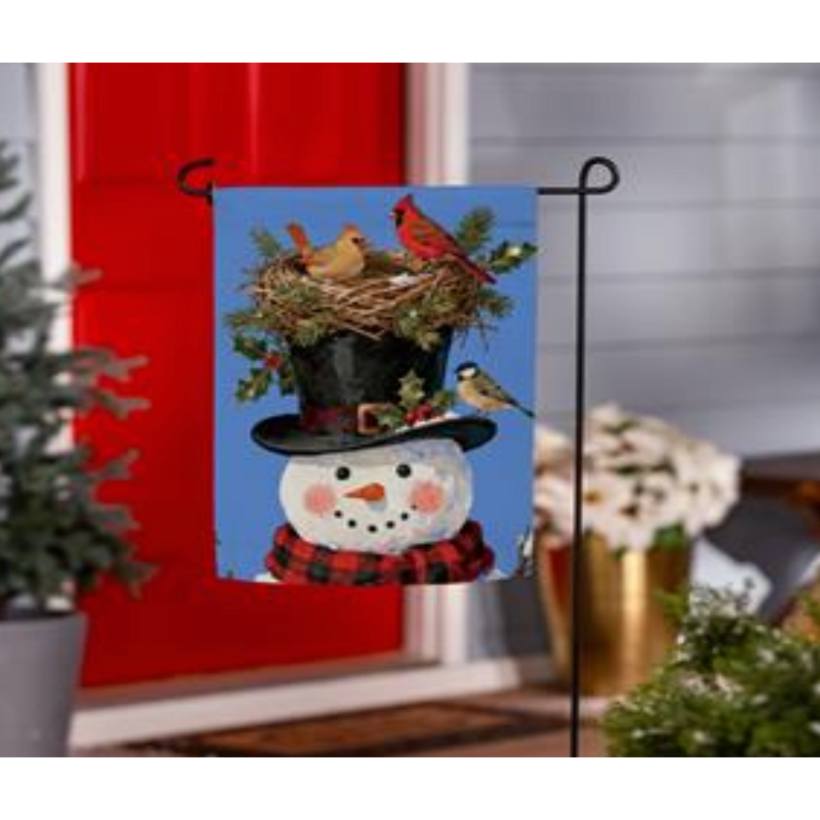 Snowman Bird Nest Suede Flag Garden