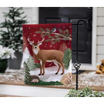 Reindeer Burlap Garden Flag
