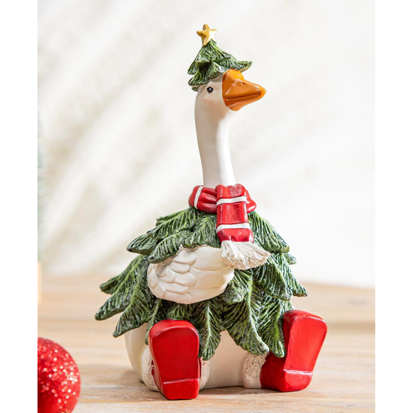 Holly Homestead Table Decor Resin Goose in Tree