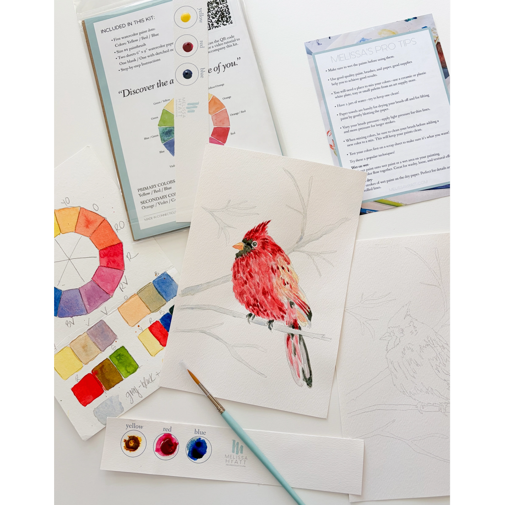 Melissa Hyatt Watercolor Art Kit - Winter Red Cardinal Holiday