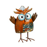 Metal Mini Owls Statue Orange