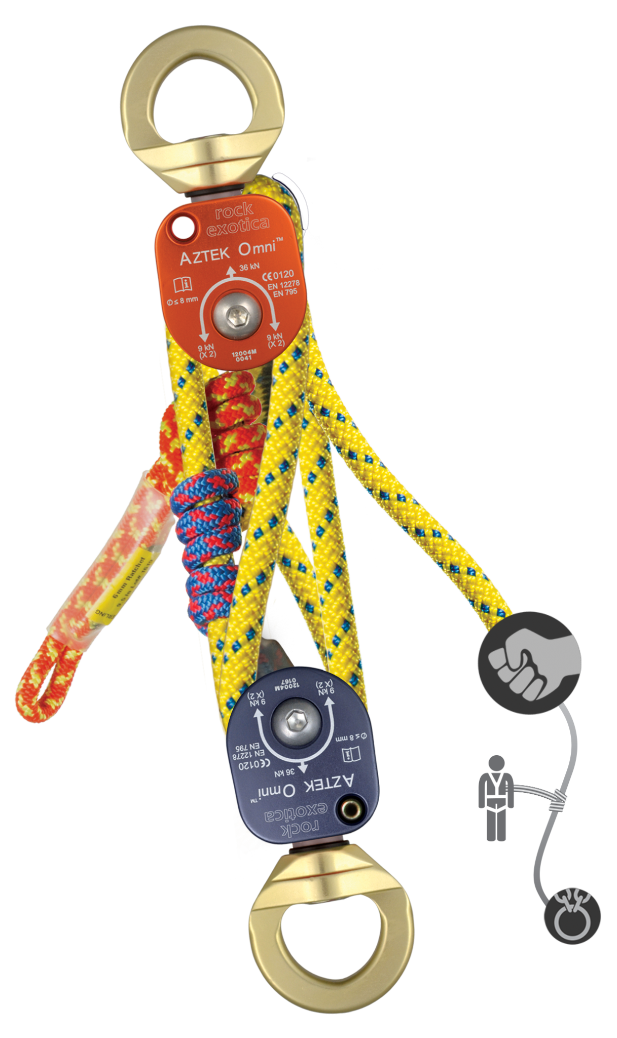 AZTEK Pulley & Rope Set Assembled (1 Pulley Set, 1Rope Set) Climb Aloha