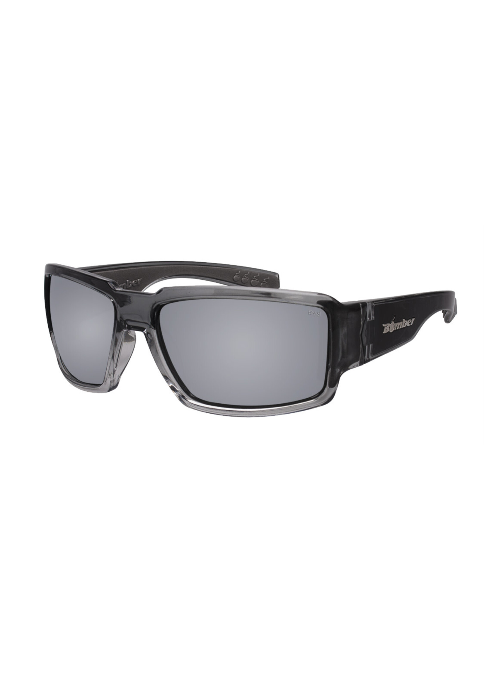 Bomber Eyewear BOOGIEBOMB 2TN CRYSTAL SMK FRM / SILVER MIRROR PC SAFETY LENS / GRAY FOAM