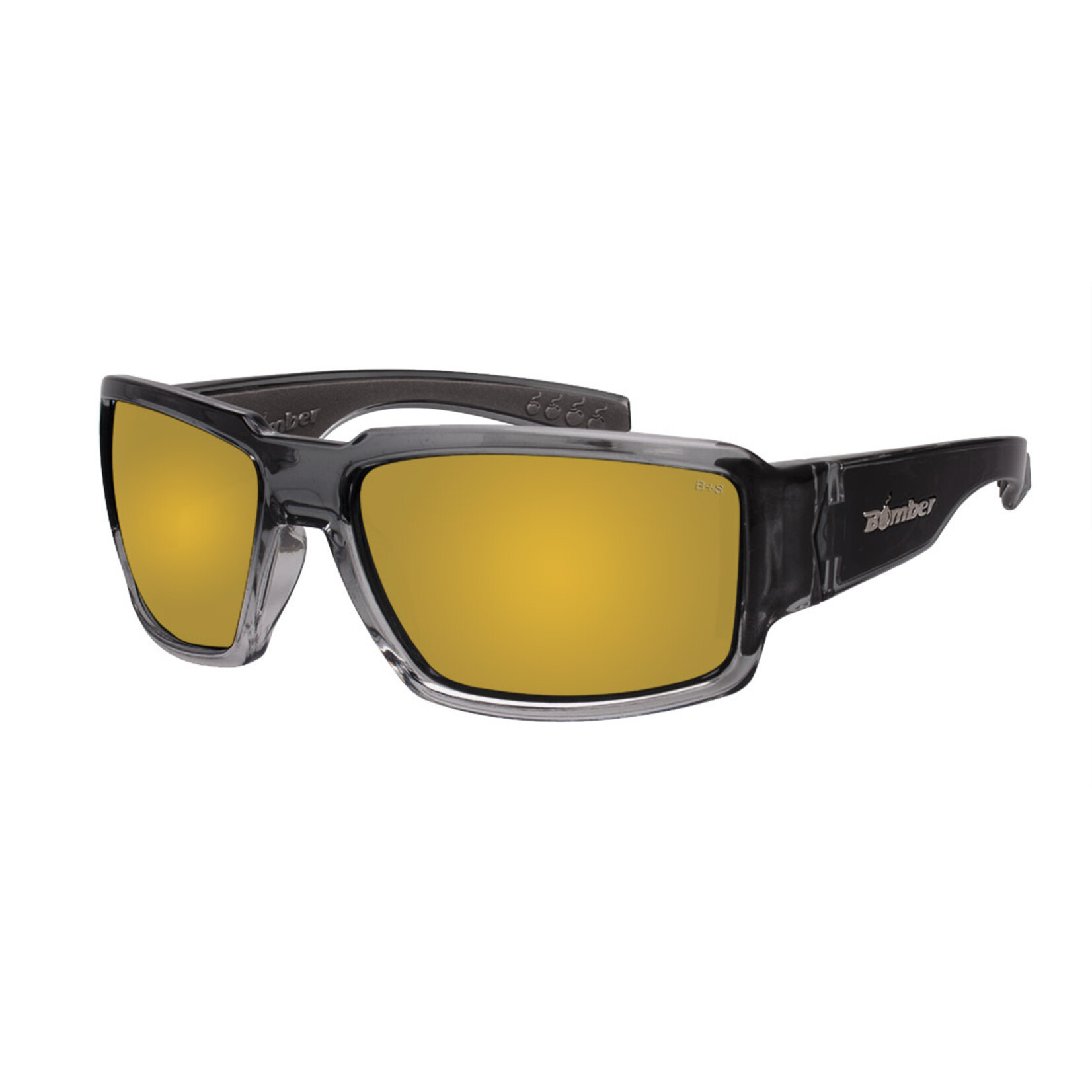 Bomber Eyewear BOOGIEBOMB 2TN CRYSTAL SMK FRM / GOLD MIRROR SAFETY LENS