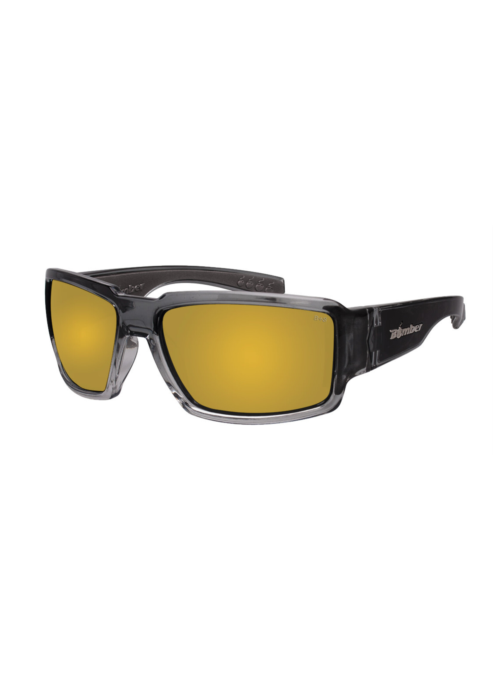 Bomber Eyewear BOOGIEBOMB 2TN CRYSTAL SMK FRM / GOLD MIRROR SAFETY LENS