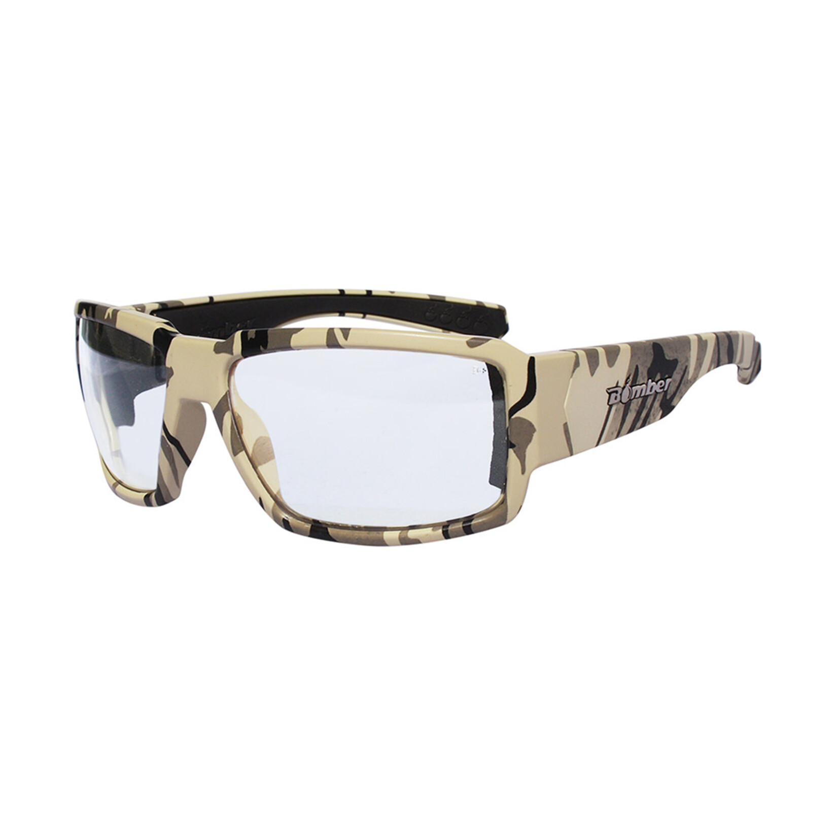 Bomber Eyewear BOOGIEBOMB SAND CAMO FRM / CLEAR PC SAFETY LENS / BLK FOAM