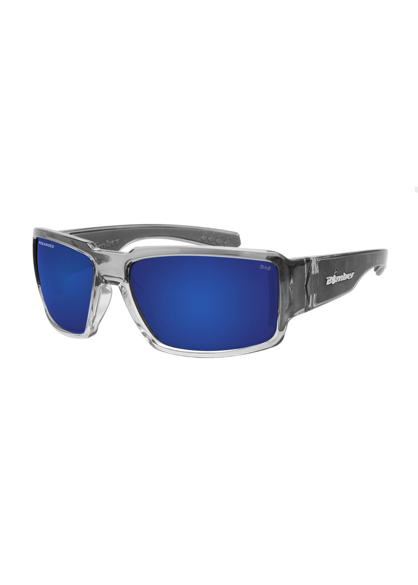 Bomber Eyewear BOOGIEBOMB 2TN SMK  FRM / BLUE MIRROR POLARIZED LENS / GRAY FOAM