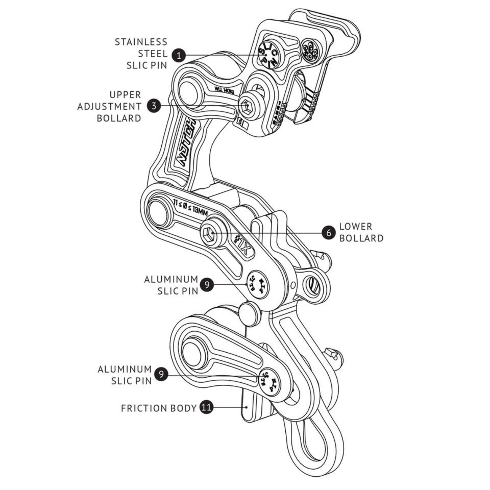 Notch Equipment Rope Runner Pro Aluminum Quick Pin