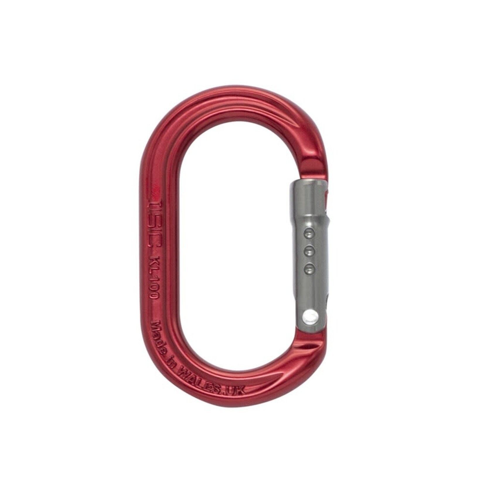 ISC Oval Accessory Karabiner- Straight Gate - 9kN - Red Back/Titanium Gate