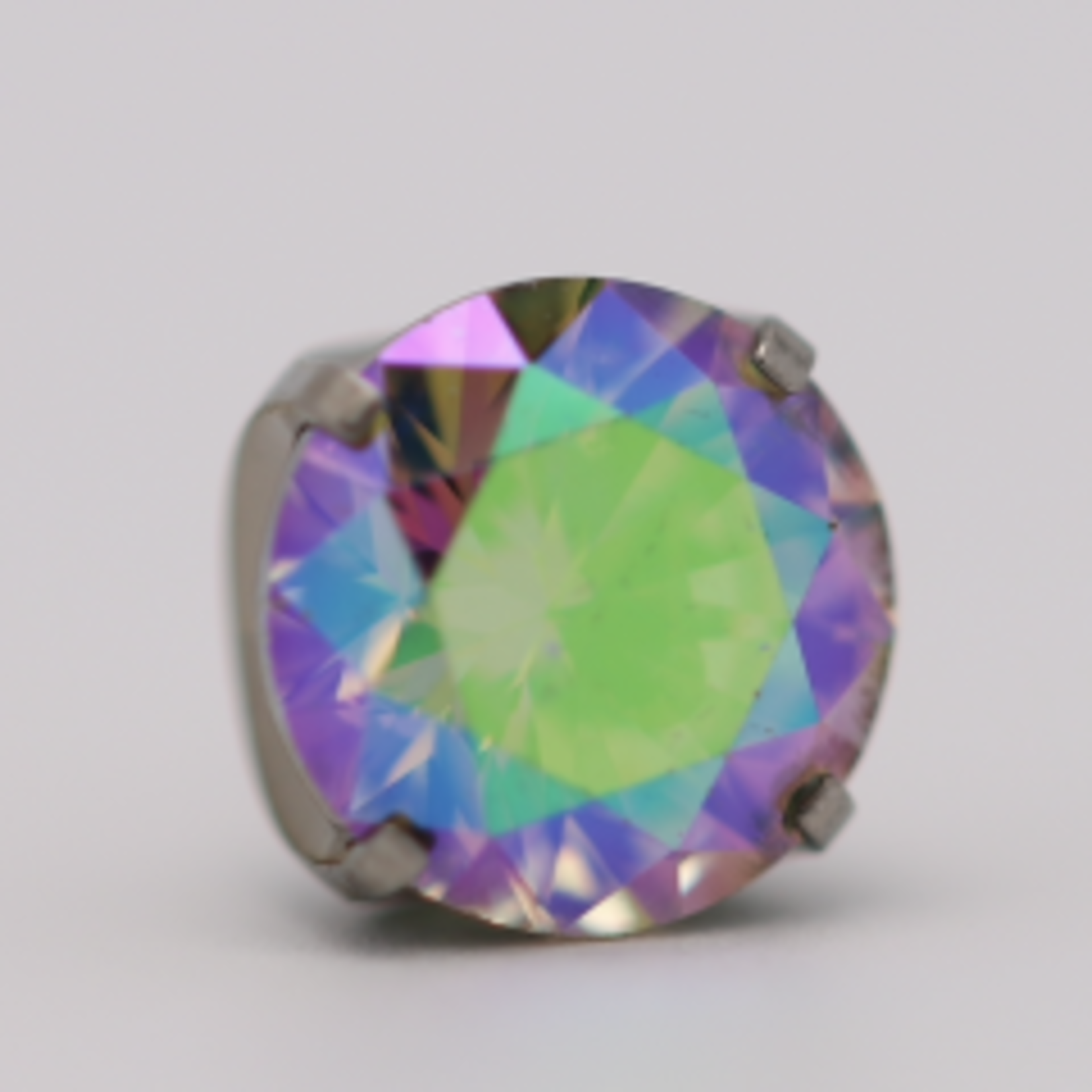 Neometal 18g prong set threadless end 3mm aurora borealis