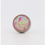 Neometal 18g cabochon bezel set 2.5mm synthetic bubble gum  opal