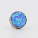 Neometal 18g cabochon bezel set 2.5mm synthetic capri blue opal