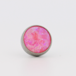 Neometal 18g cabochon bezel set 4mm synthetic hot pink opal