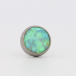 Neometal 18g cabochon bezel set 4mm synthetic lime opal