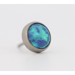 Neometal 18g cabochon bezel set 2.5mm synthetic peacock opal