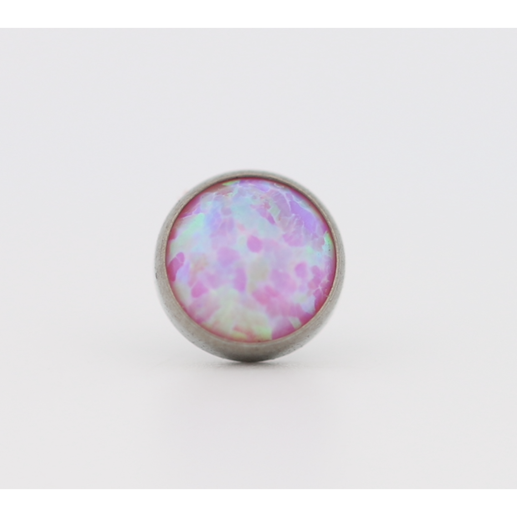 Neometal 18g cabochon bezel set 2.5mm synthetic pink opal