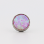 Neometal 18g cabochon bezel set 4mm synthetic pink opal