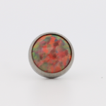 Neometal 18g cabochon bezel set 4mm synthetic red opal