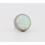 Neometal 18g cabochon bezel set 2.5mm synthetic white opal