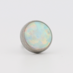 Neometal 18g cabochon bezel set 3mm synthetic white opal
