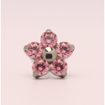 Neometal 18g prong set threadless end flower 5x1.5mm pink