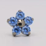 Neometal 18g prong set threadless end flower 5x2mm arctic blue