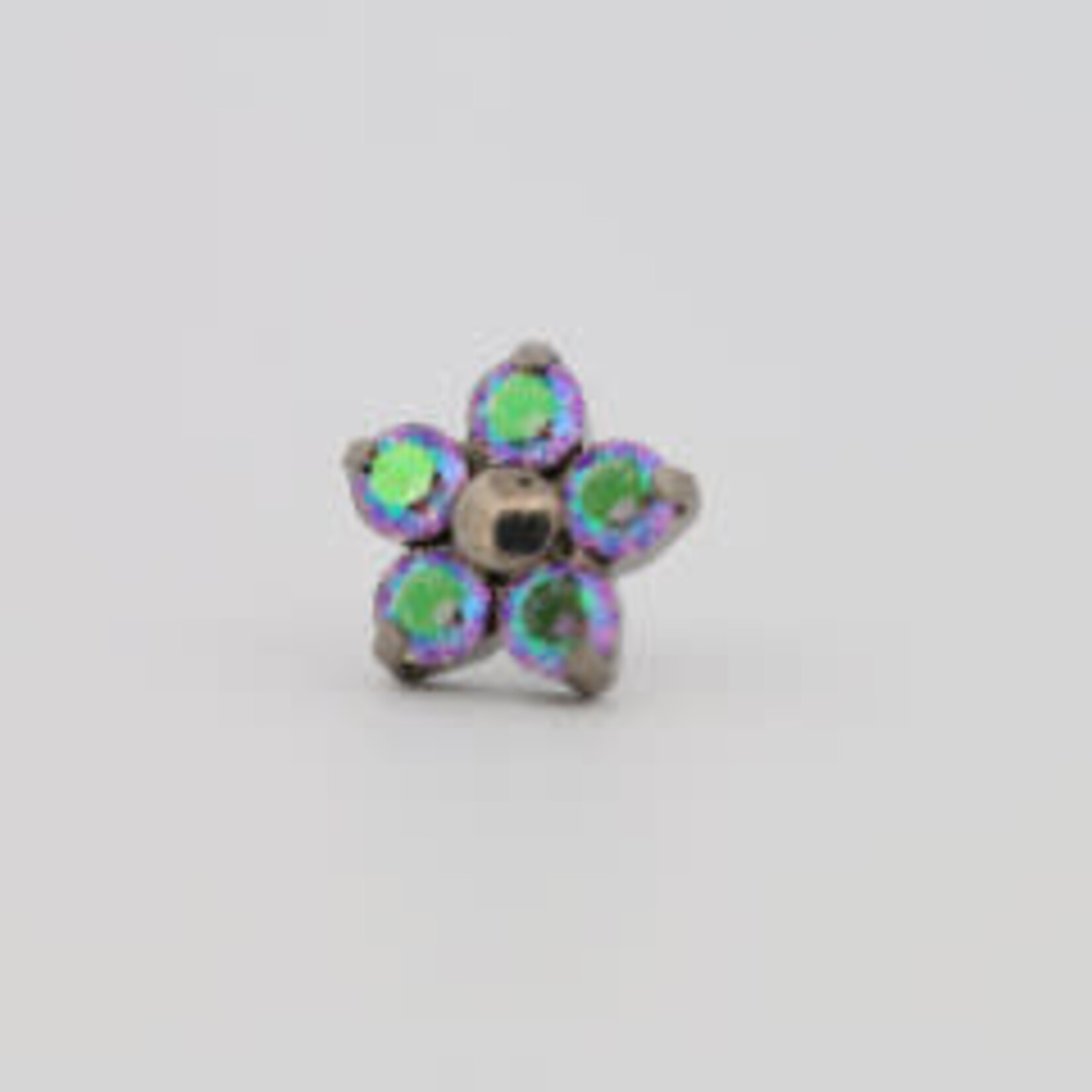 Neometal 18g prong set threadless end flower 5x2mm aurora borealis
