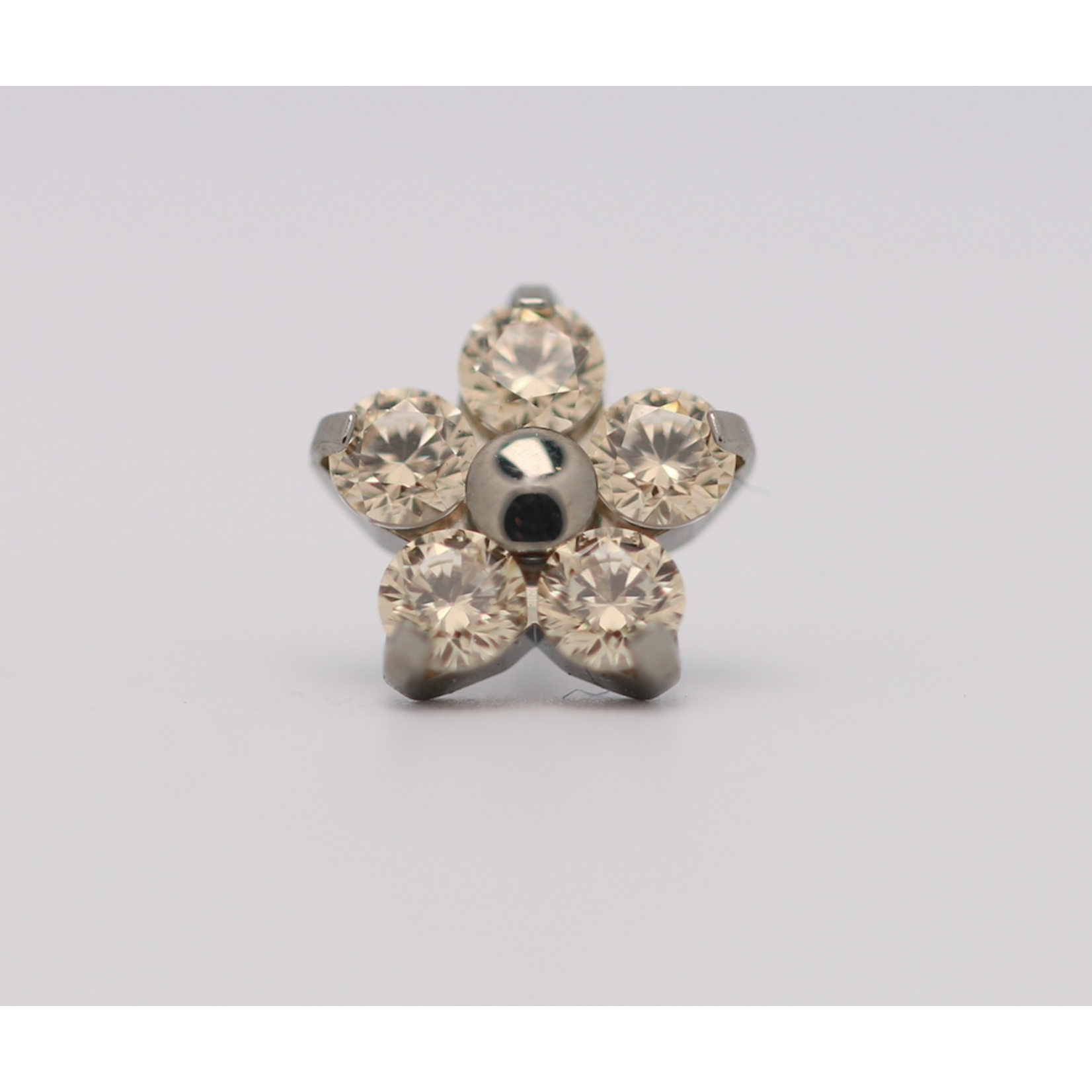 Neometal 18g prong set threadless end flower 5x2mm champagne