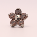 Neometal 18g prong set threadless end flower 5x1.5mm chocolate brown