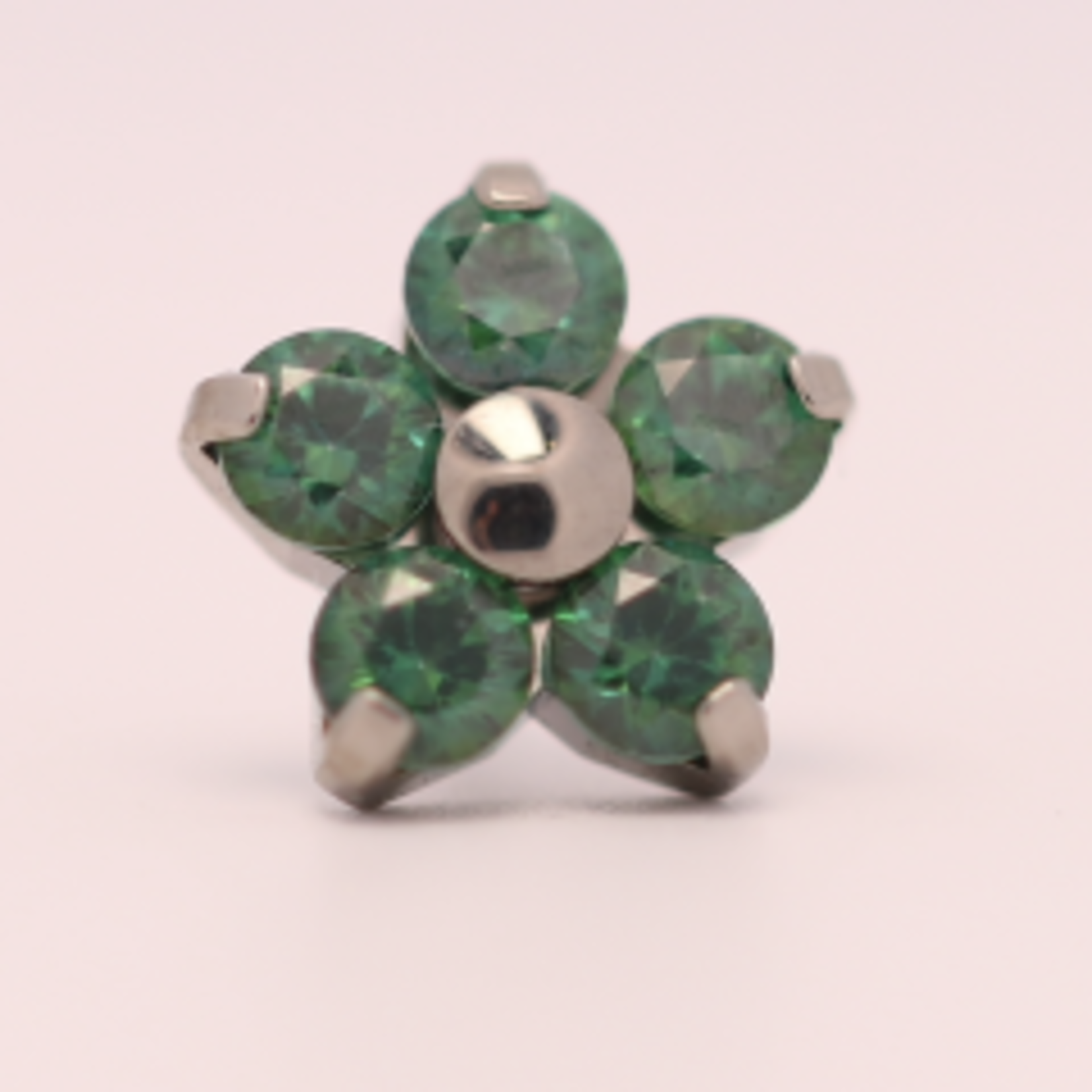 Neometal 18g prong set threadless end flower 5x2mm emerald