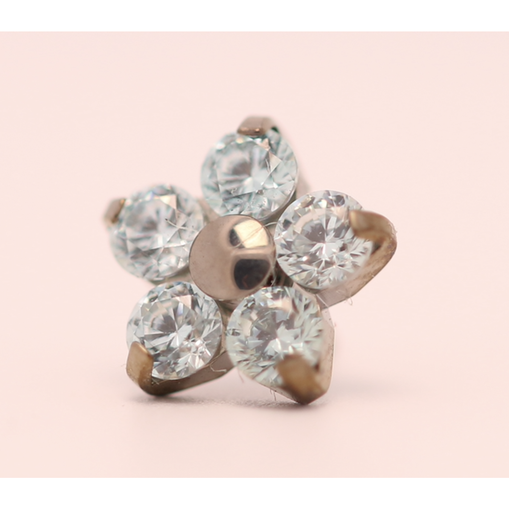 Neometal 18g prong set threadless end flower 5x2mm frosty mint