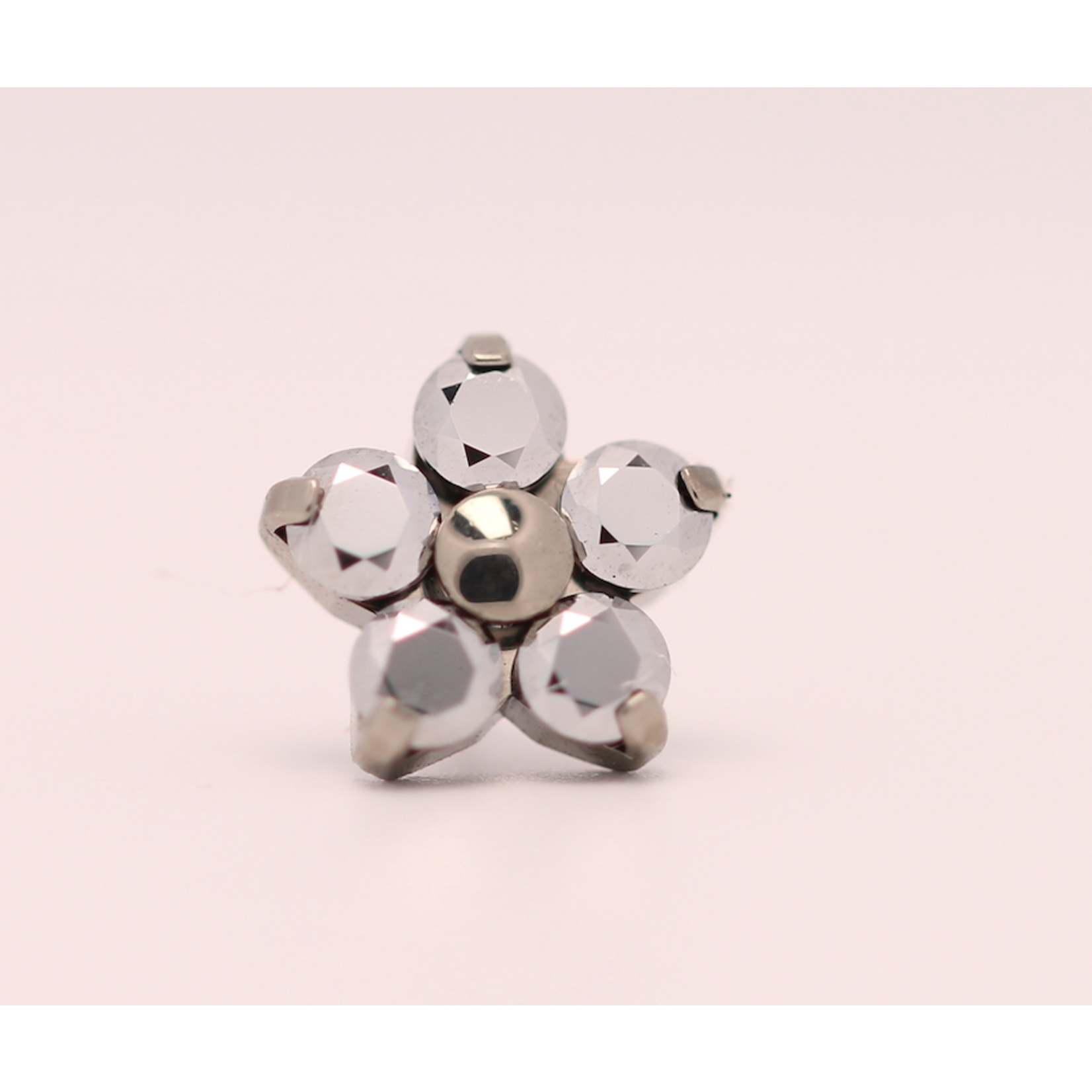Neometal 18g prong set threadless end flower 5x2mm light chrome