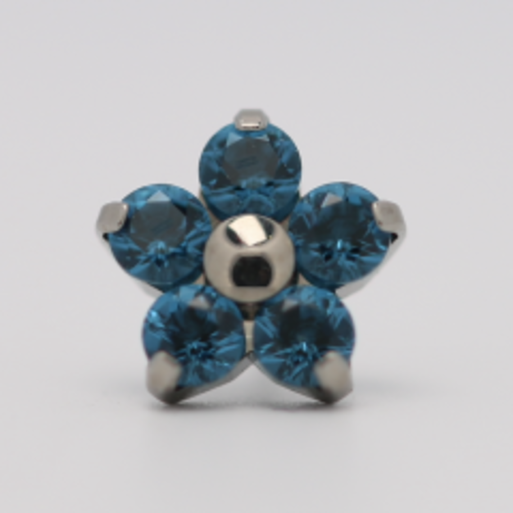 Neometal 18g prong set threadless end flower 5x2mm London blue ceramic