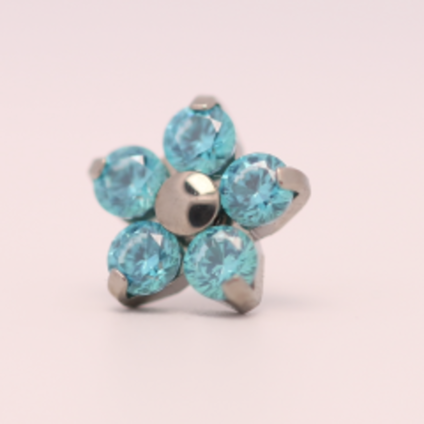 Neometal 18g prong set threadless end flower 5x2mm mint green