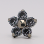 Neometal 18g prong set threadless end flower 5x2mm ocean gray
