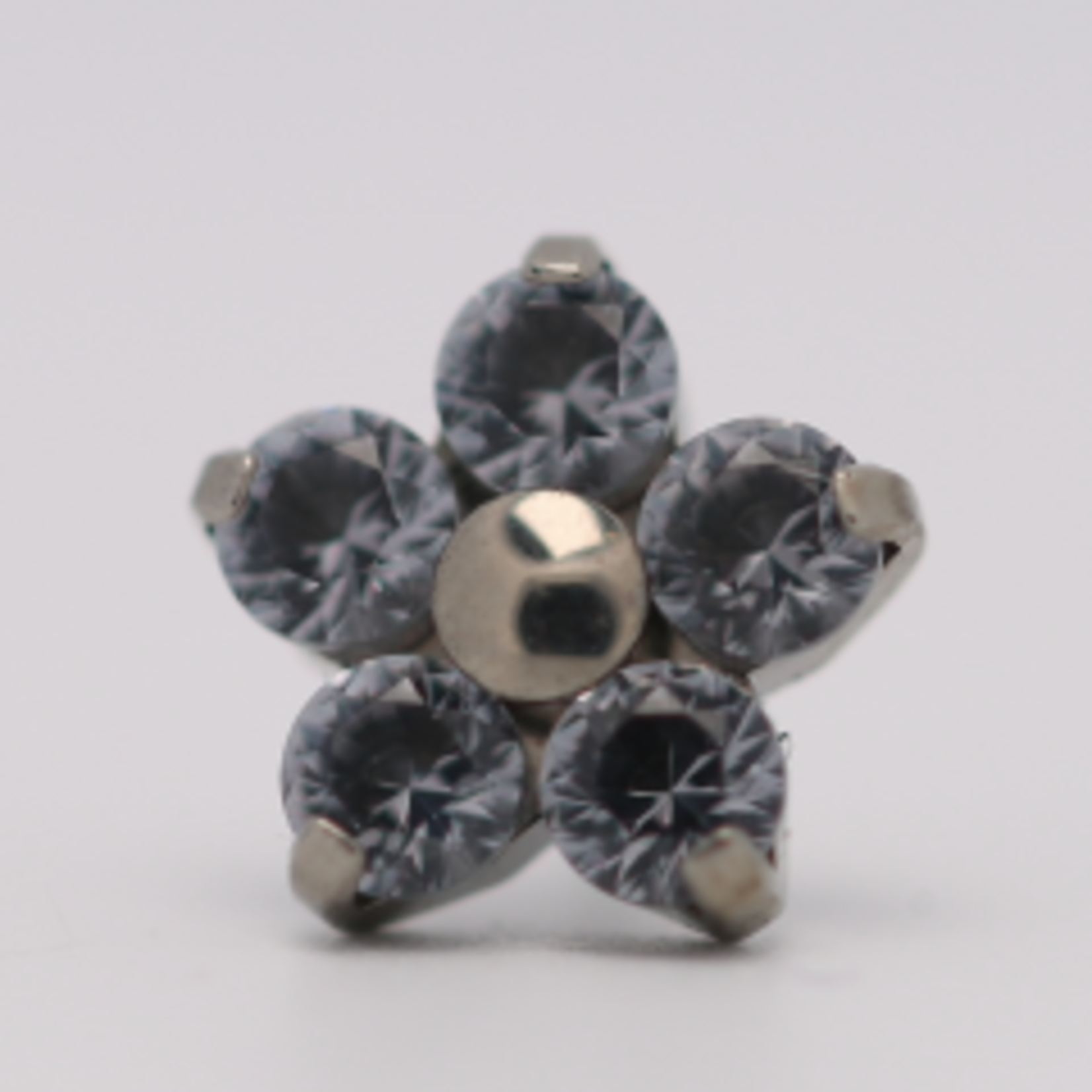 Neometal 18g prong set threadless end flower 5x2mm ocean gray