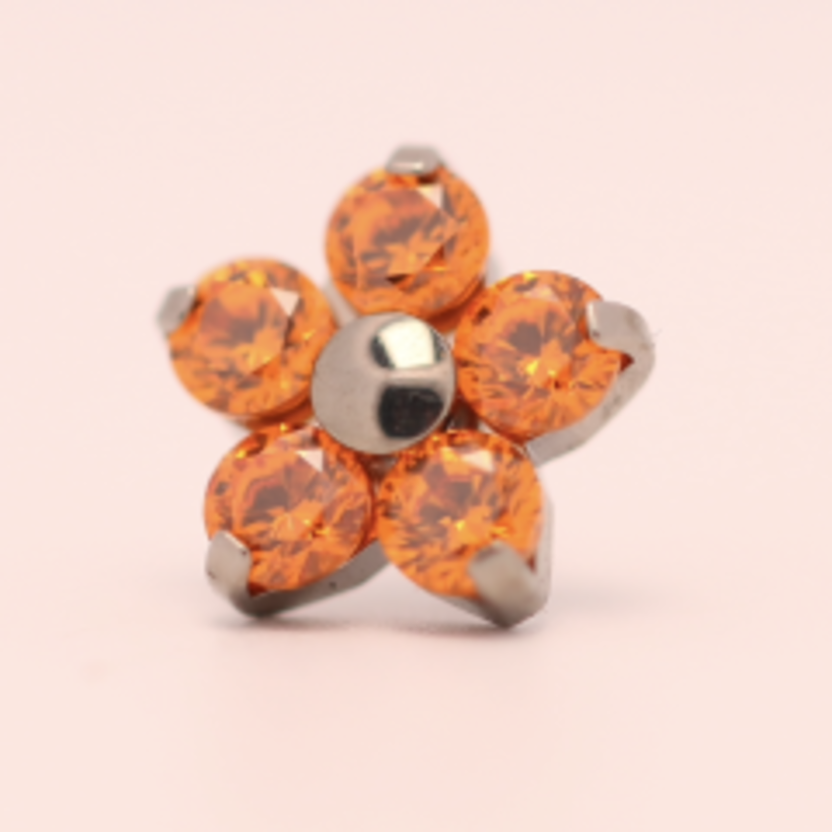 Neometal 18g prong set threadless end flower 5x2mm orange