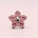 Neometal 18g prong set threadless end flower 5x2mm pink