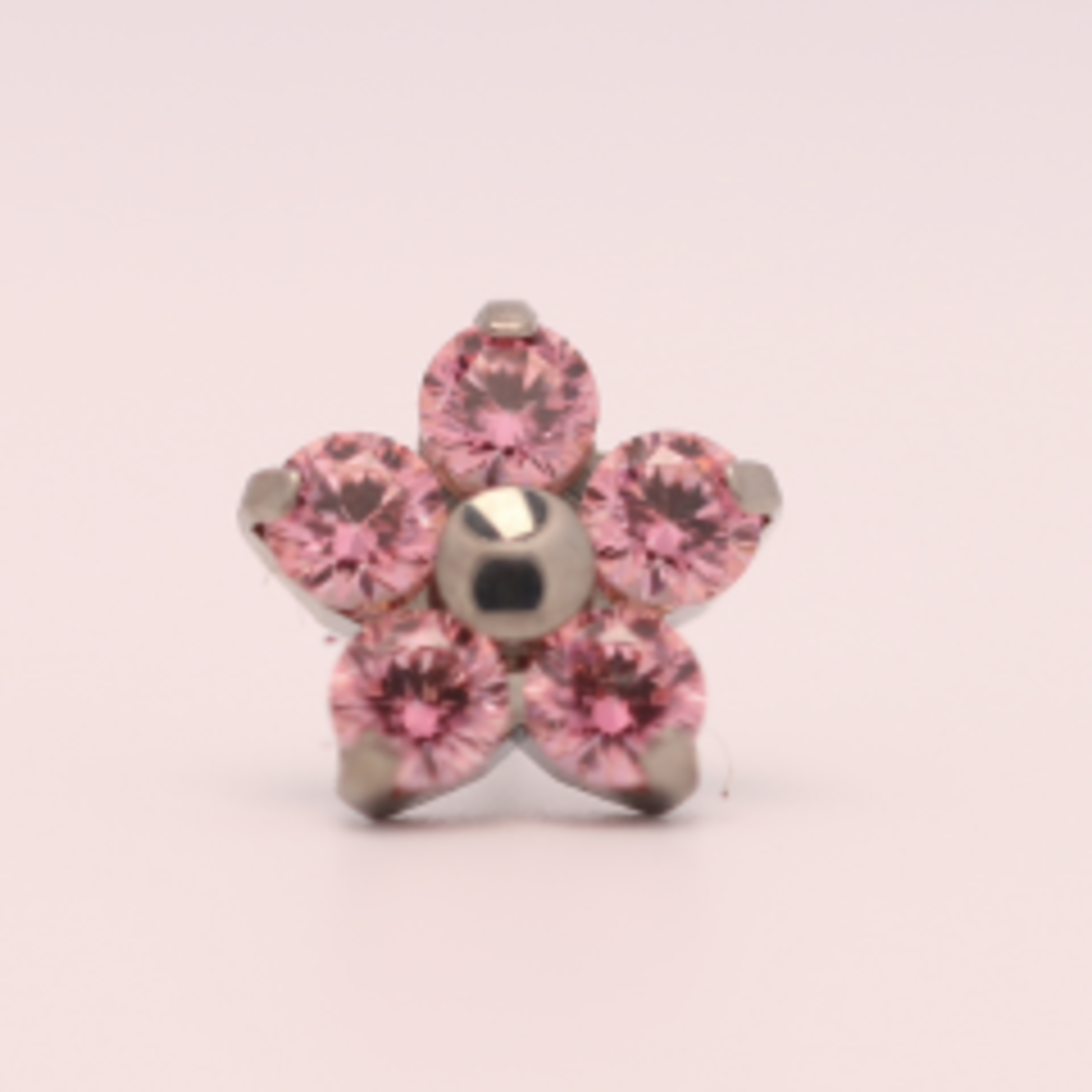 Neometal 18g prong set threadless end flower 5x2mm pink