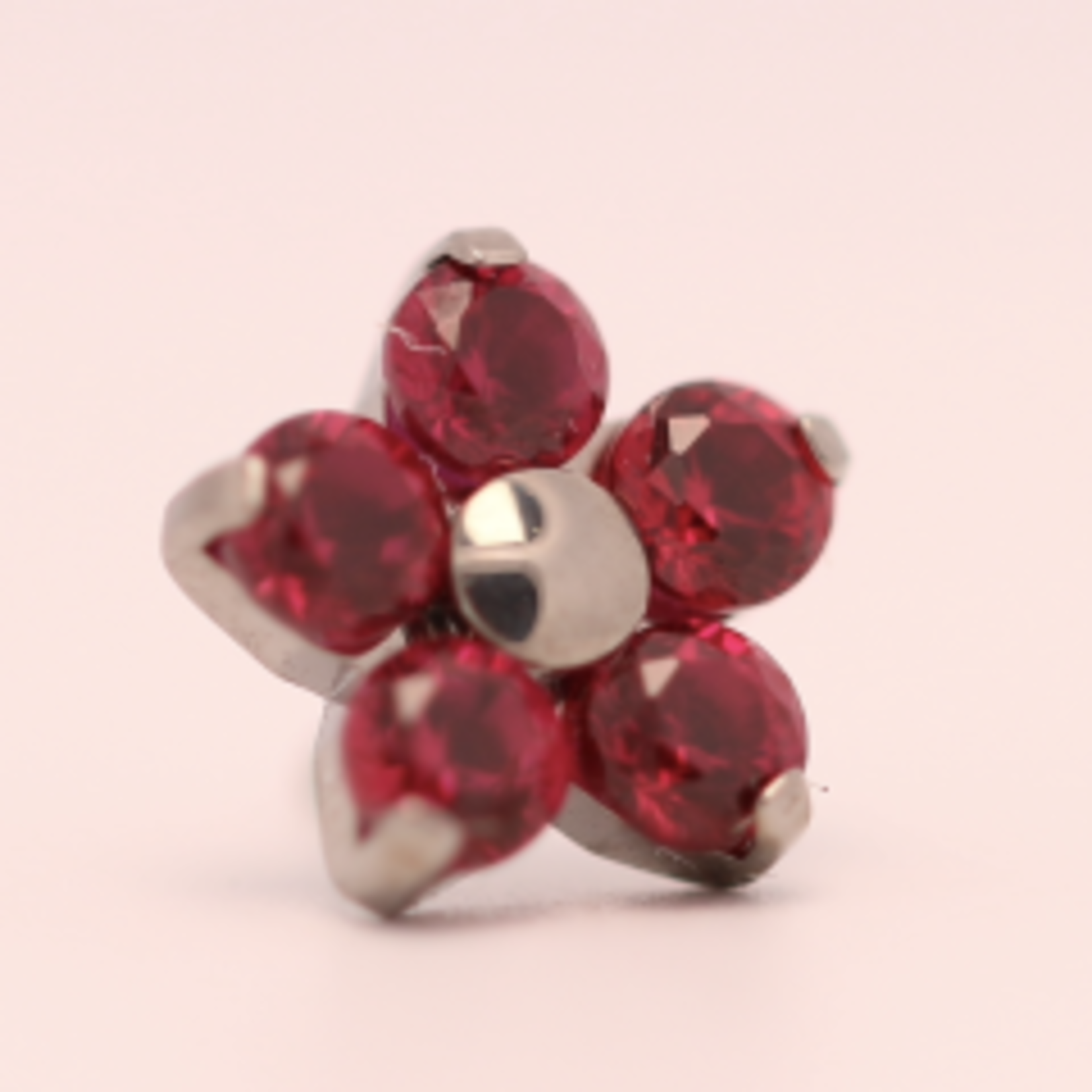 Neometal 18g prong set threadless end flower 5x2mm ruby