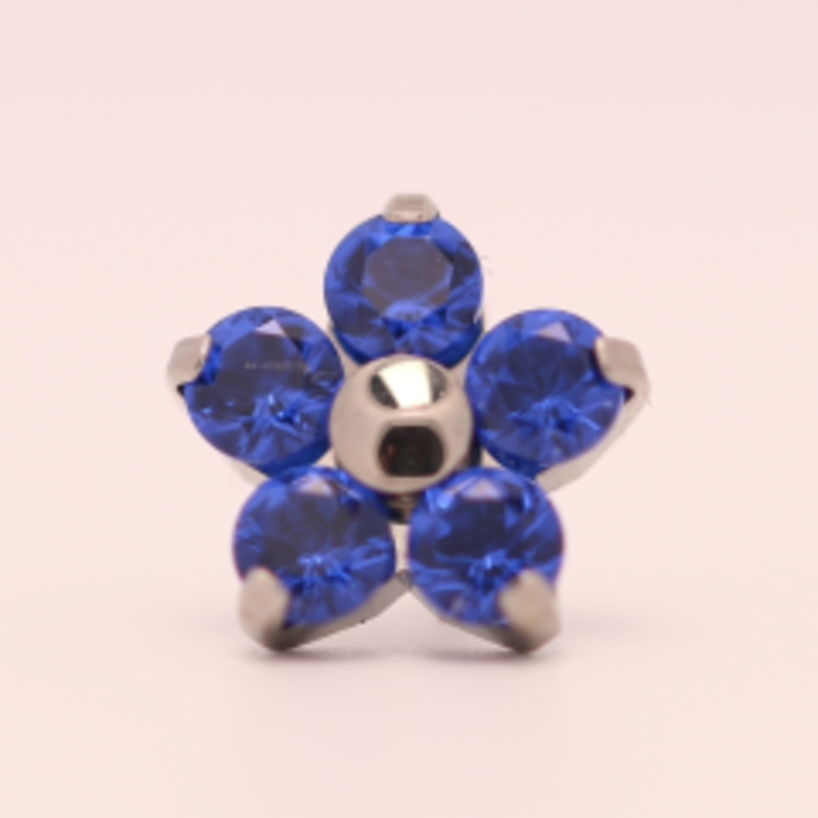 Neometal 18g prong set threadless end flower 5x2mm sapphire