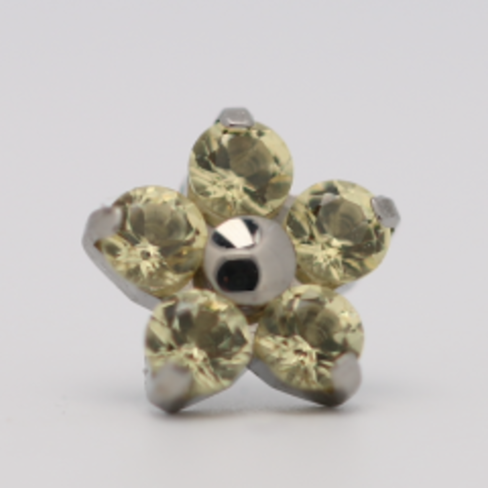 Neometal 18g prong set threadless end flower 5x2mm yellow
